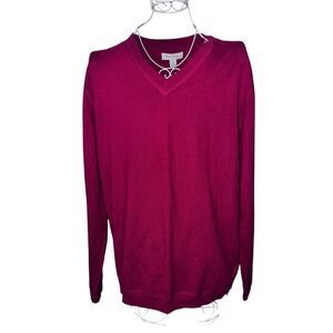Nice JWN John W.Nordstrom Sweater Maroon‎ V-Neck 100% Cashmere Mens Long Sleeves